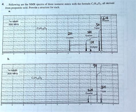 SOLVED: Following are the NMR spectra of three isomeric esters with the formula C,H,aOz, all ...