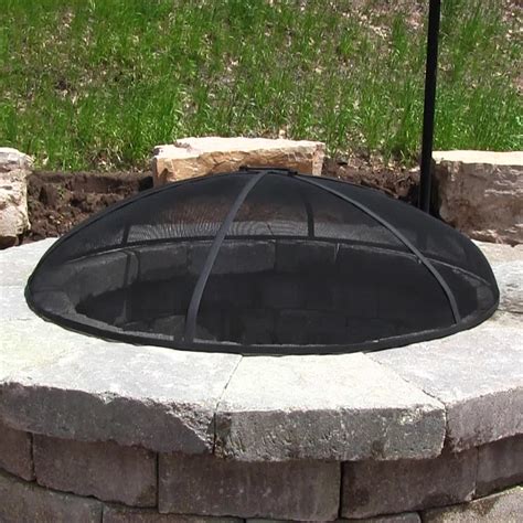 Sunnydaze Outdoor Fire Pit Spark Screen Cover, Round Heavy-Duty Steel ...