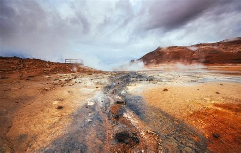 Fumarole Field in Namafjall Iceland Stock Photo - Image of bluesky ...