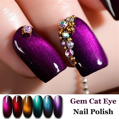 12ml Gem Cat Eye Gel 3D Magnetic UV Gel Nail Polish 6 Colors Need Use With 07# Cat Eyes Nails ...