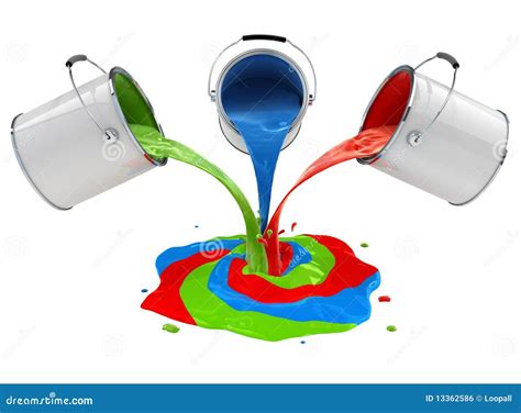 Color Paint Pouring from Buckets and Mixing Stock Illustration - Illustration of join, full ...
