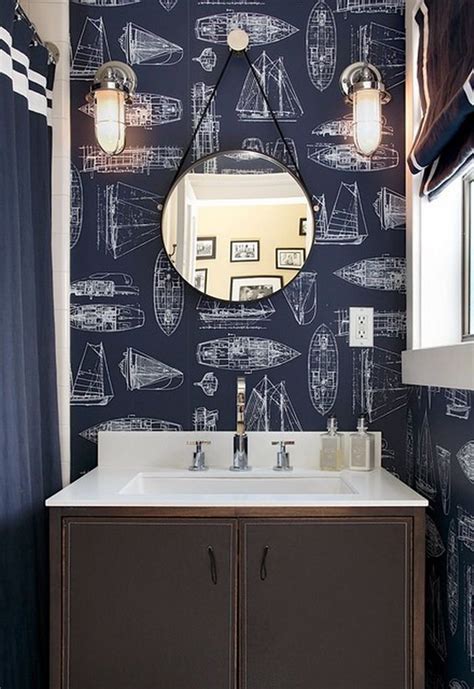 Abstract Wall Decor in Small Bathroom - Wallpaper Mural Ideas - 14984 ...