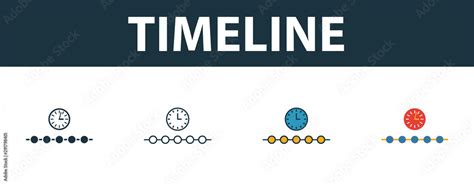 Timeline icon set. Premium symbol in different styles from fintech ...