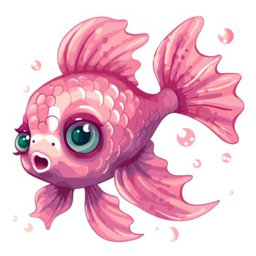 Pink Fish Vector, Sticker Clipart An Adorable Pink Fish With White ...