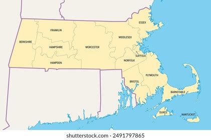 Massachusetts Counties Political Map Commonwealth Massachusetts Stock Vector (Royalty Free ...