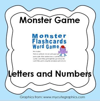 Monster Flashcard GAME for alphabet letters, letter sounds, numbers to 30