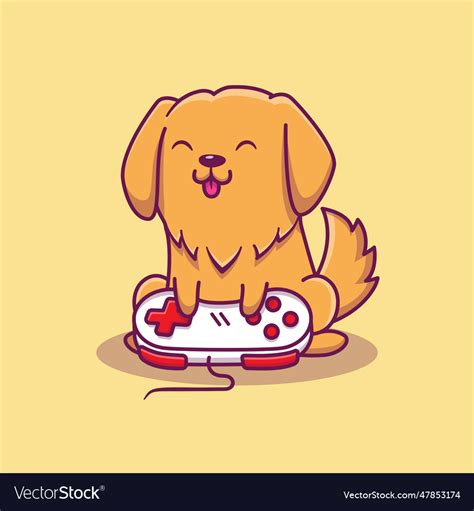 Cute dog gaming cartoon Royalty Free Vector Image