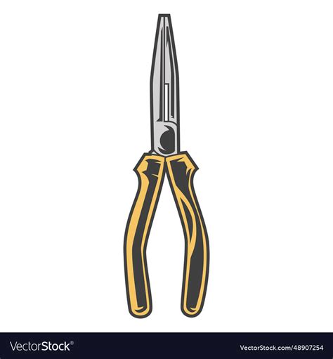 Long nosed pliers tools colored Royalty Free Vector Image