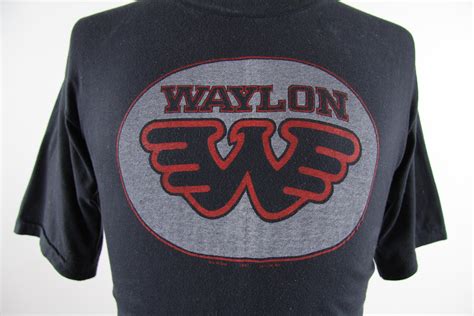 1982 Waylon Jennings Tour Tee Shirt Vintage Black on Black Concert T-shirt Size Small