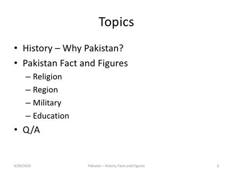 Pakistan – history, facts and figures