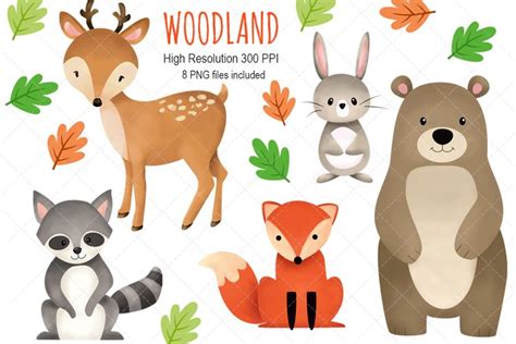 Art & Collectibles Digital Cute forest Art fox Clipart forest animal Graphic Bundle Digital ...