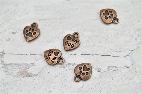 I Love My Dog Heart Charm – Antique Copper – Set of 5 – The Ornament ...