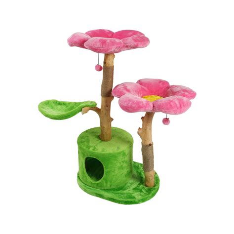 Wooden Cat Tree Tower Wood Floral Cat Tree Tower Modern Cat - Etsy UK