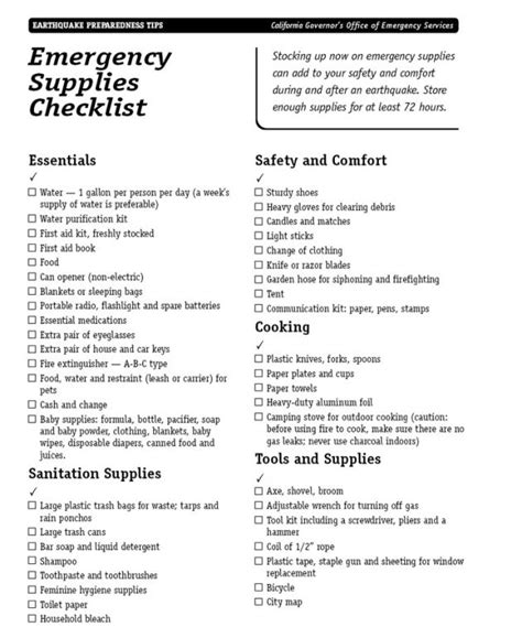 Earthquake Preparedness Checklist - tomorrows adventures | Earthquake preparedness, Disaster ...