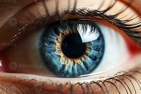 Human eye with blue color in extreme close up shot. AI Generated ...