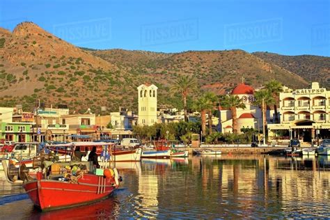 Elounda Harbour, Elounda, Crete, Greek Islands, Greece, Europe - Stock ...