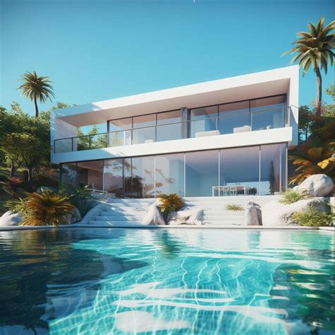 Premium AI Image | 3D Luxury house design with pool