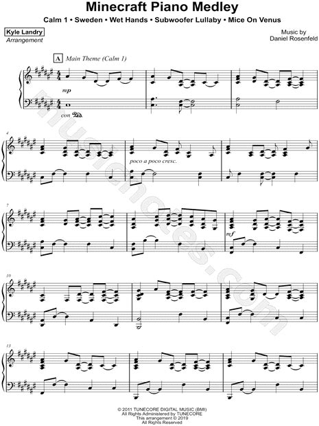 Kyle Landry "Minecraft Piano Medley" Sheet Music (Piano Solo) in F# Major - Download & Print ...