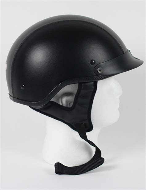 DOT Leather Motorcycle Half Helmet with Visor