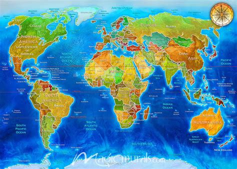 World Geo Political Map Wallpaper Mural by Magic Murals