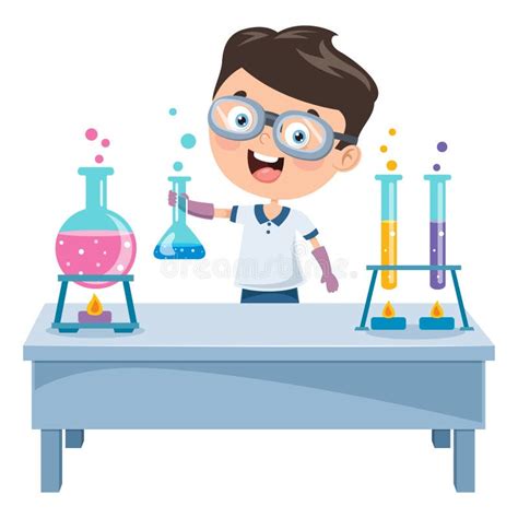 Little Student Doing Chemical Experiment Stock Vector - Illustration of character, liquid: 160396256