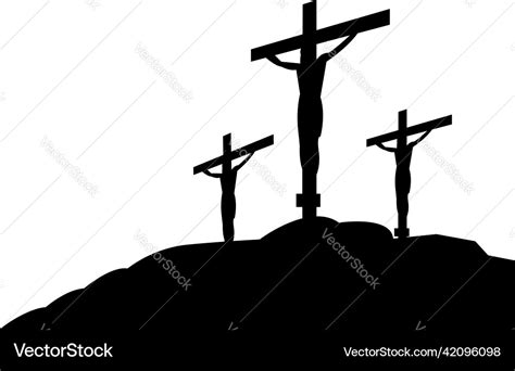 Crucifixion three crosses on white Royalty Free Vector Image