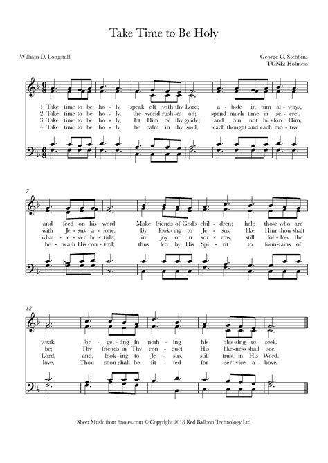 Stebbins - Take Time to Be Holy Sheet music for Piano - 8notes.com