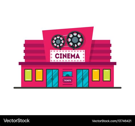 Cartoon cinema building Royalty Free Vector Image