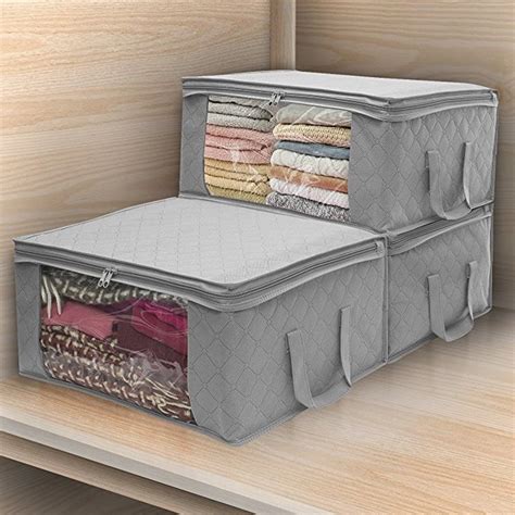 1/2/3Pcs Foldable Closet Storage Bag Container, Large Capacity Clothes Blanket Quilt Closet ...