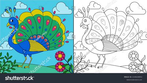 Beautiful Peacock Suitable Childrens Coloring Page Stock Vector ...