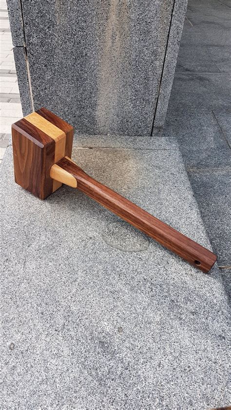 Wooden Mallet with large handle Walnut and beech wood mallet | Etsy ...