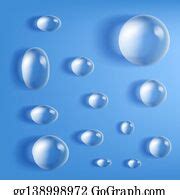 4 Realistic Water Drops In Different Shapes And Size Clip Art | Royalty Free - GoGraph