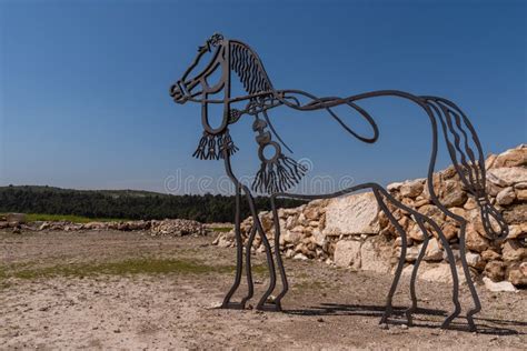 Sculpture of Horse at Tel Megiddo National Park in Israel. Editorial Photography - Image of hill ...