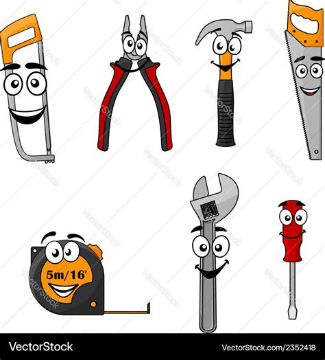 Set of cartoon diy hand tools Royalty Free Vector Image