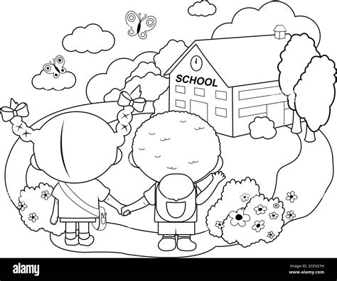 Kids Playing Outside Coloring Pages