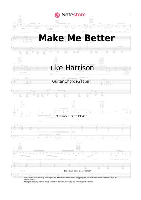 Luke Harrison - Make Me Better guitar chords and tabs in Note-Store.com ...