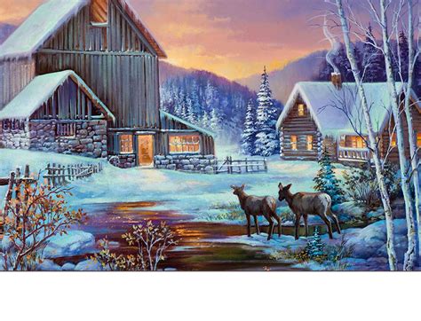 Winter Cabin Painting at PaintingValley.com | Explore collection of ...