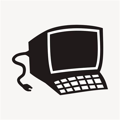 Retro computer silhouette clipart, technology | Free Vector - rawpixel