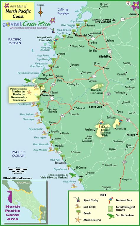 North Pacific Coast (Tamarindo Area) Map, Costa Rica | Costa Rica Maps | Pinterest | Area map ...