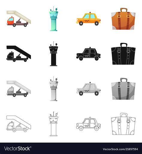 Design of airport and airplane sign set Royalty Free Vector