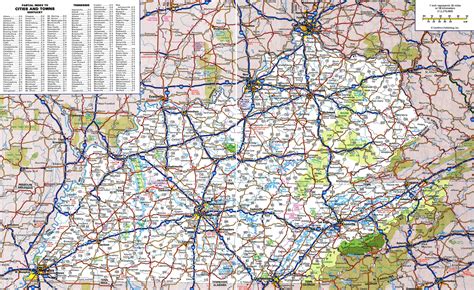 Large detailed roads and highways map of Kentucky state with all cities | Vidiani.com | Maps of ...