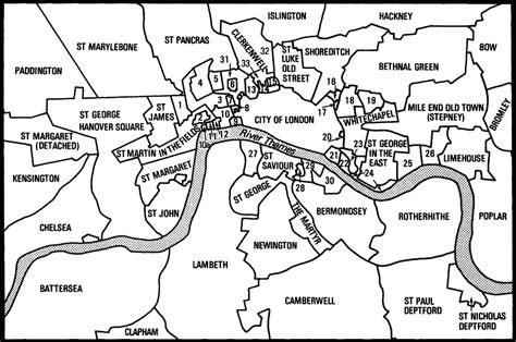 Old Map Of London Map Of The London Parishes Districts And Extra ...