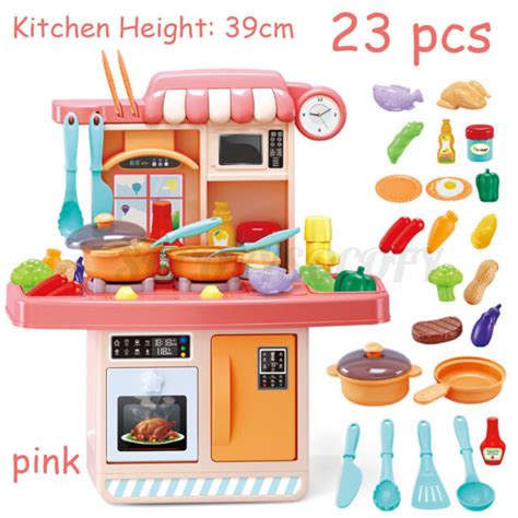 23pcs Kids Kitchen Playset Pretend Play Toy Cooking Set Light Sound ...