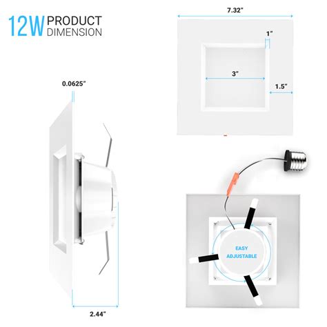 5/6-inch Dimmable LED Square Downlight, Recessed Ceiling Light Fixture – LEDMyplace