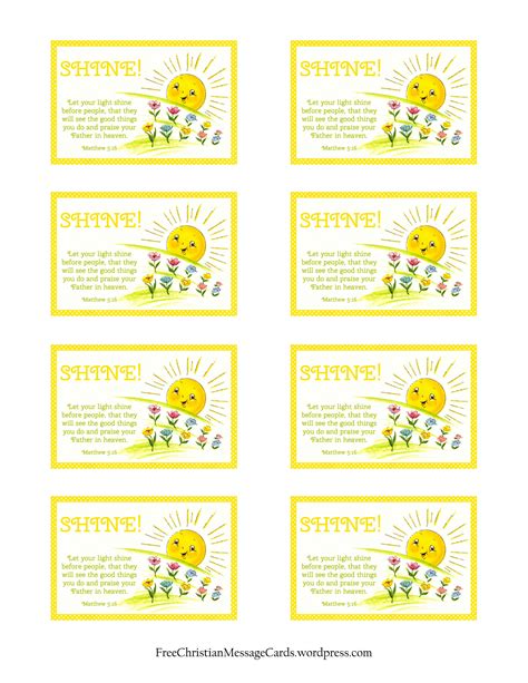 Free Printable Christian Message Cards – Let your light shine ...