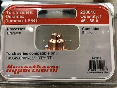 Genuine Hypertherm 220818 Drag Shield Powermax 45XP 65 & 85 HRT HRTs ...