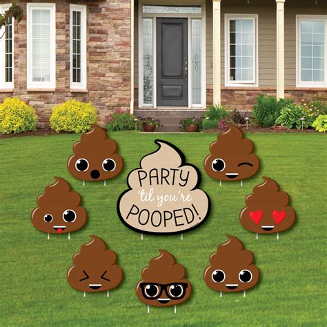 Party 'Til You're Pooped - Yard Sign & Outdoor Lawn Decorations - Poop Emoji Party Yard Signs ...