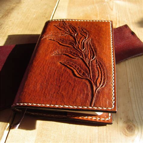 Leather journal cover / notebook cover refillable with hand | Etsy | Leather journal, Leather ...