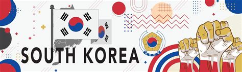 Banner South Korea national day with South Korean flag colors theme background and geometric ...