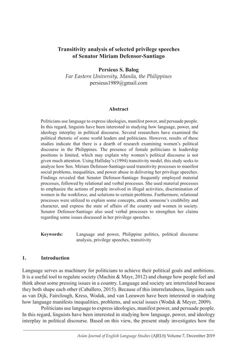 (PDF) 3 Transitivity-analysis-of-selected-privilege-speeches-of-Senator ...